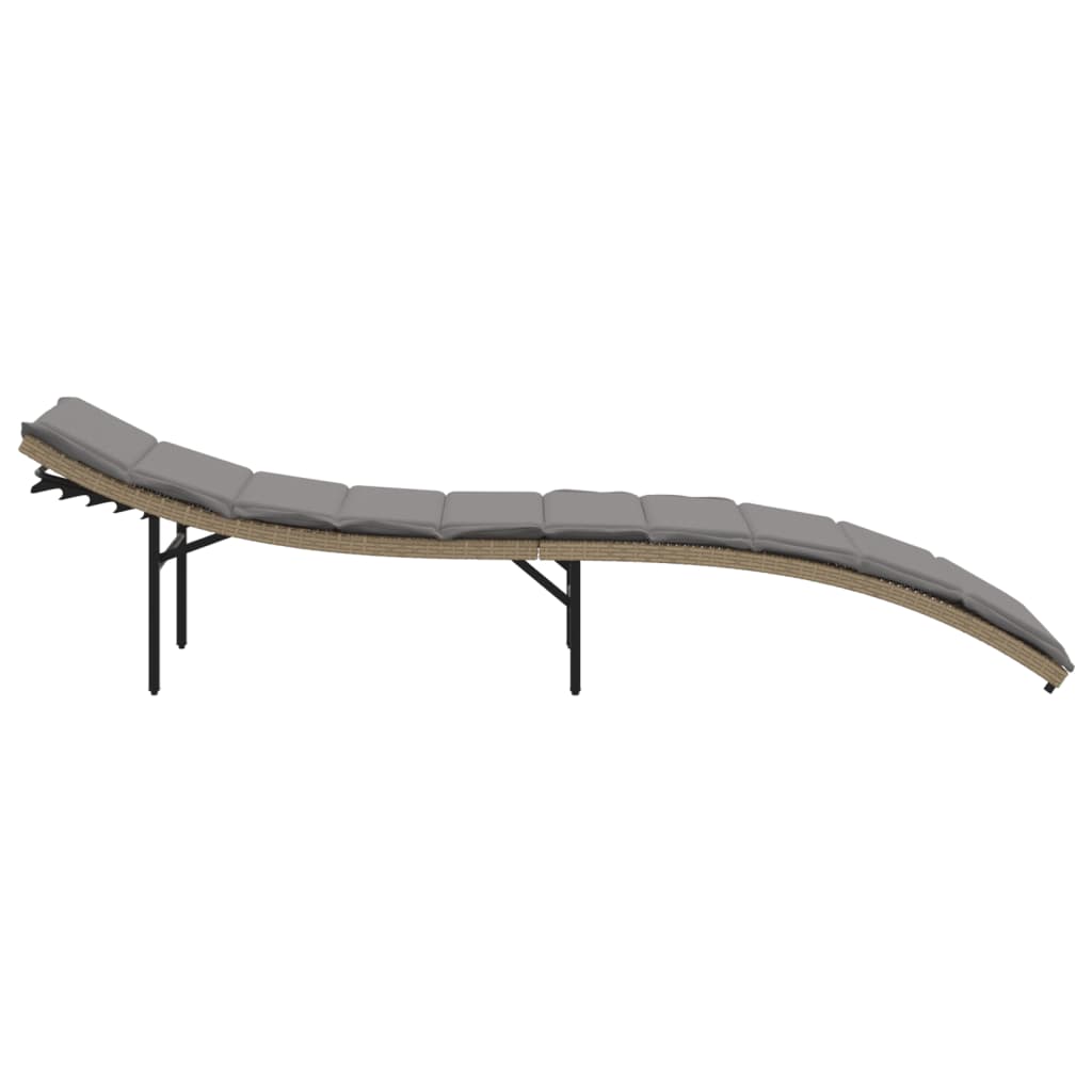 Ležaljka za sunčanje s jastukom bež 55 x 199 x 50 cm poliratan