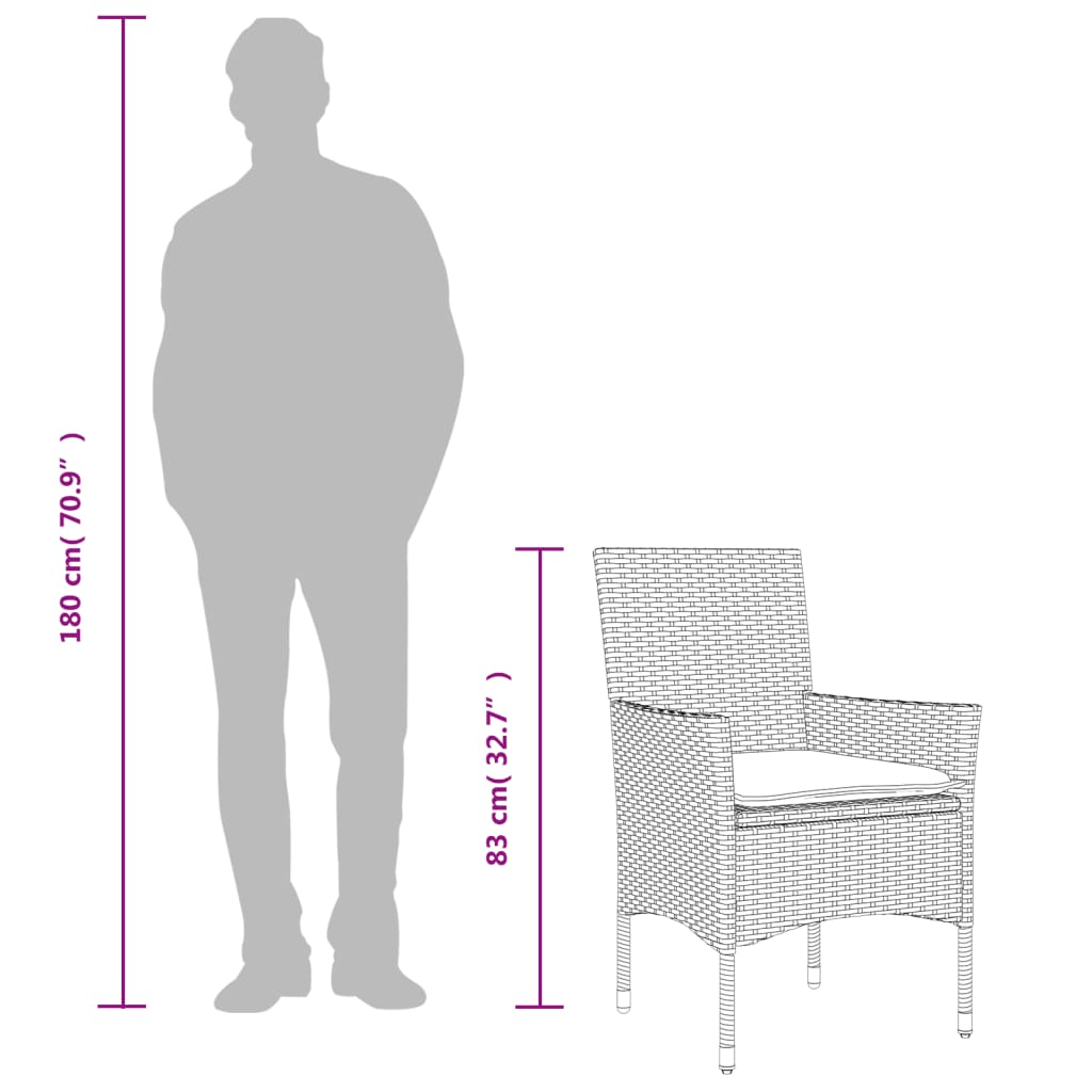 Vrtne stolice s jastucima 2 kom bež od poliratana