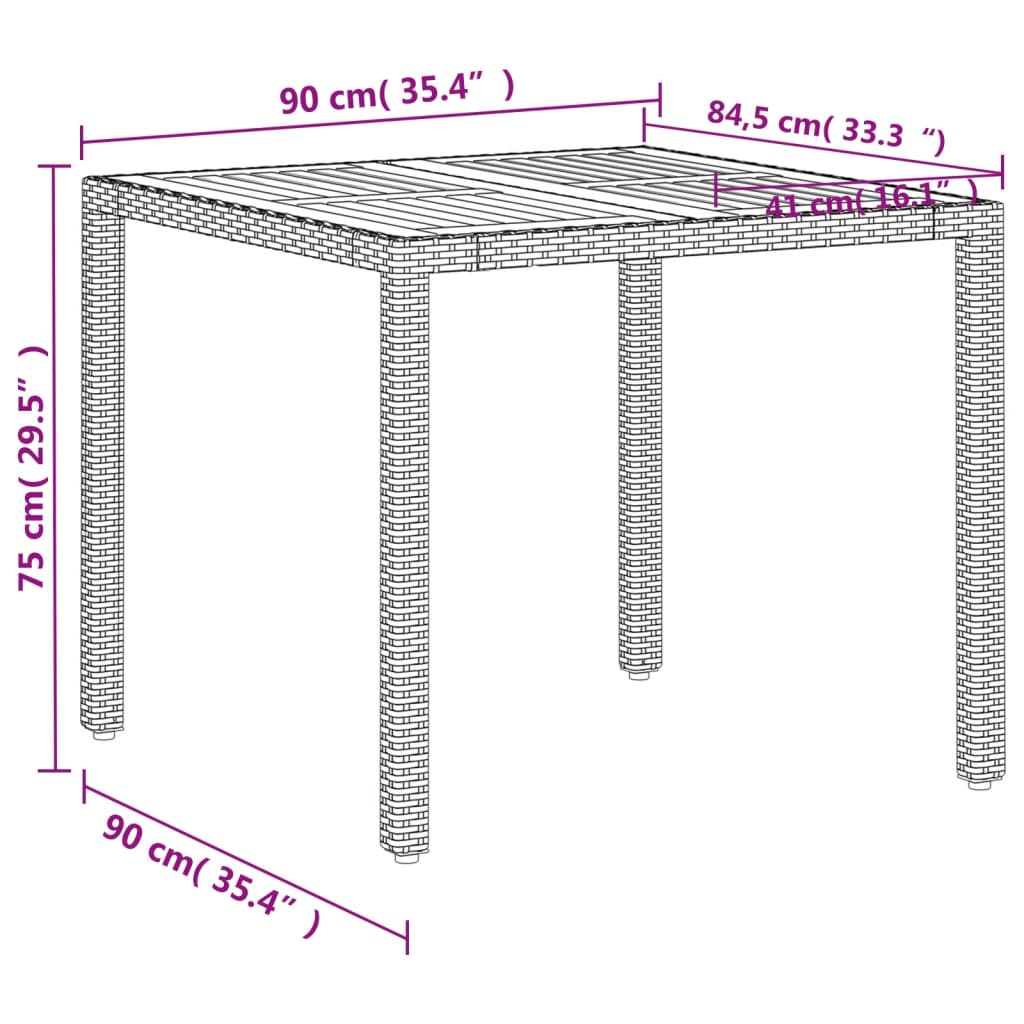 Vrtni stol bež 90 x 90 x 75 cm od poliratana i bagremovog drva
