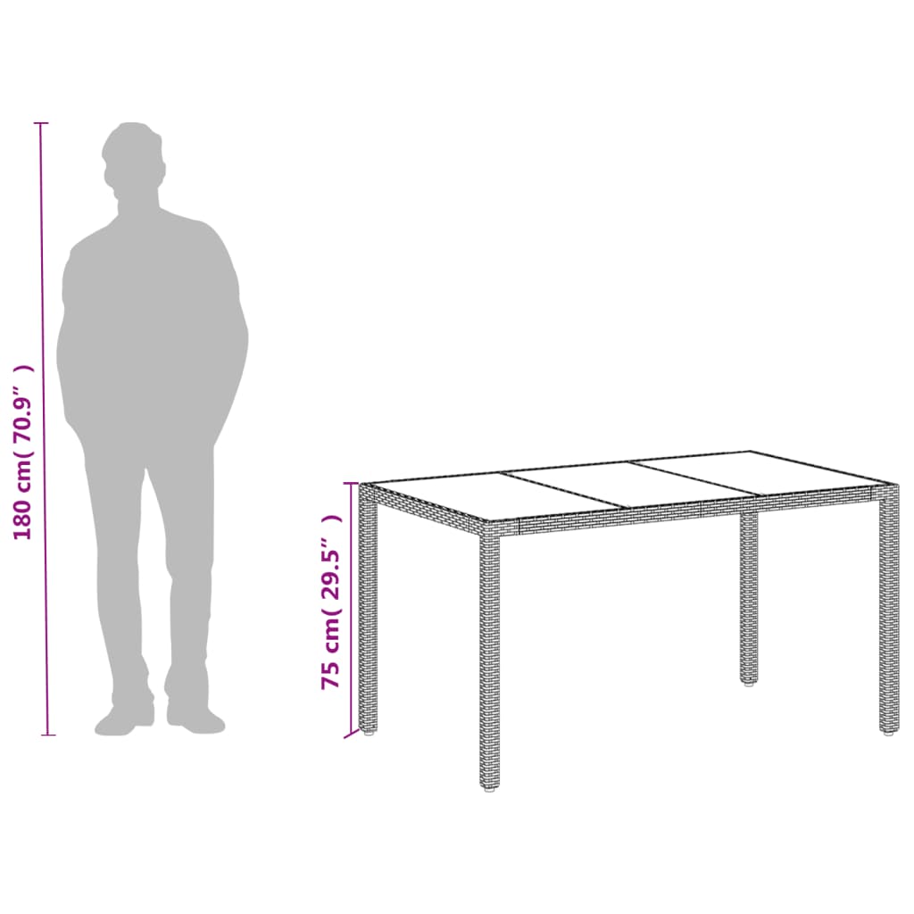 Vrtni stol sa staklenom pločom bijeli 150x90x75 cm poliratan