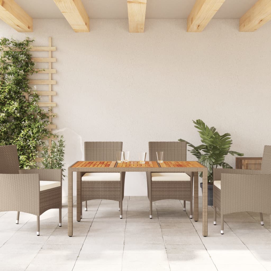 Vrtni stol bež 150 x 90 x 75 cm od poliratana i bagremovog drva