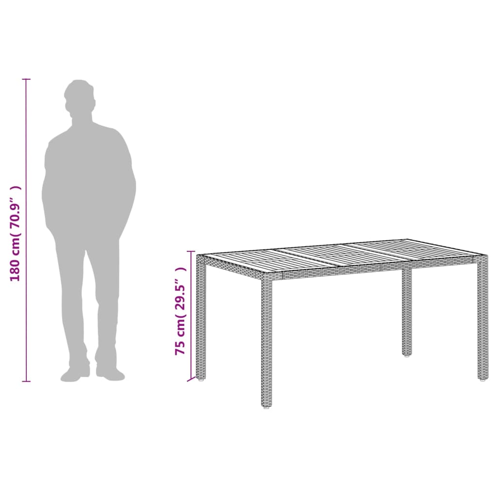 Vrtni stol bež 150 x 90 x 75 cm od poliratana i bagremovog drva