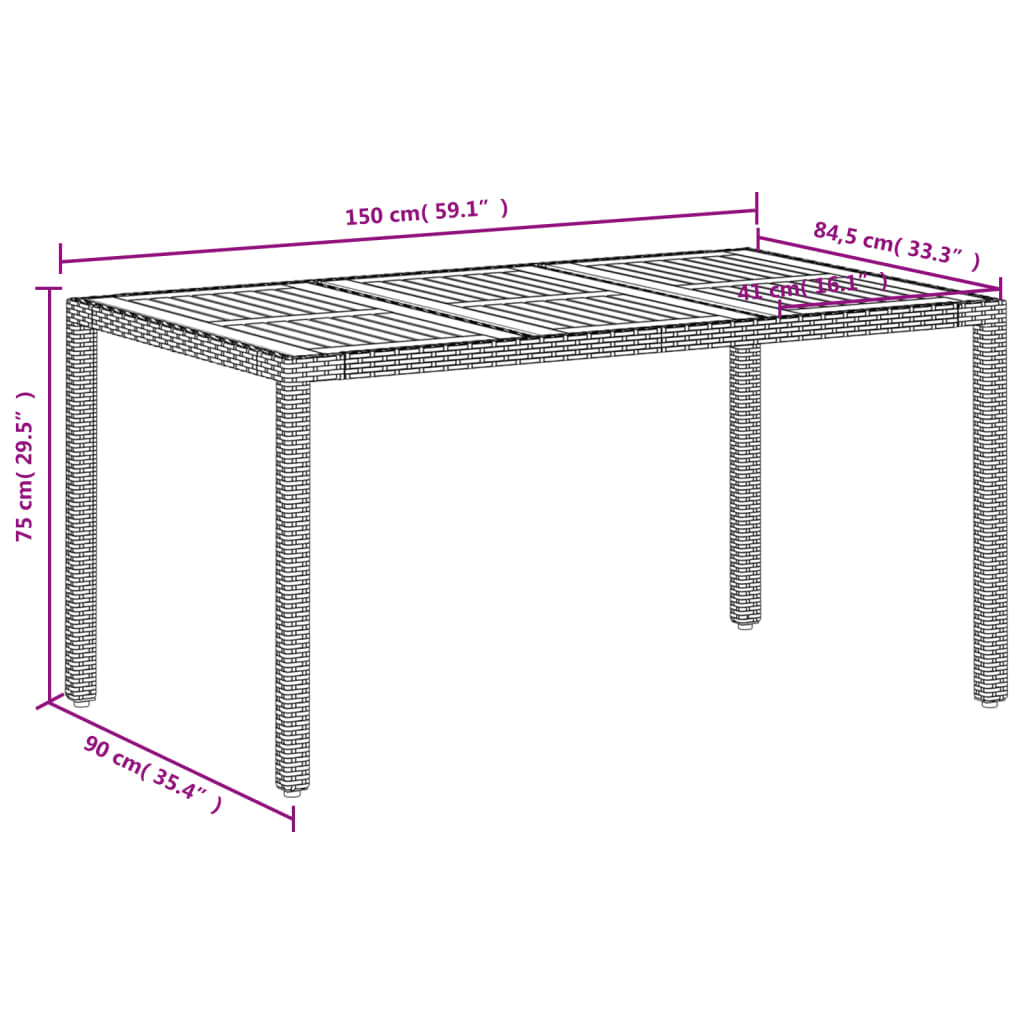 Vrtni stol bež 150 x 90 x 75 cm od poliratana i bagremovog drva