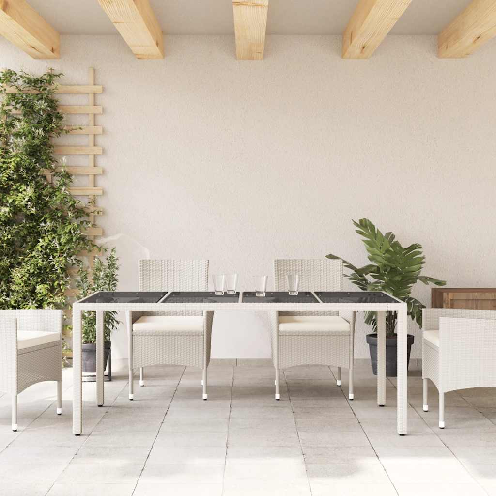 Vrtni stol sa staklenom pločom bijeli 190x90x75 cm poliratan