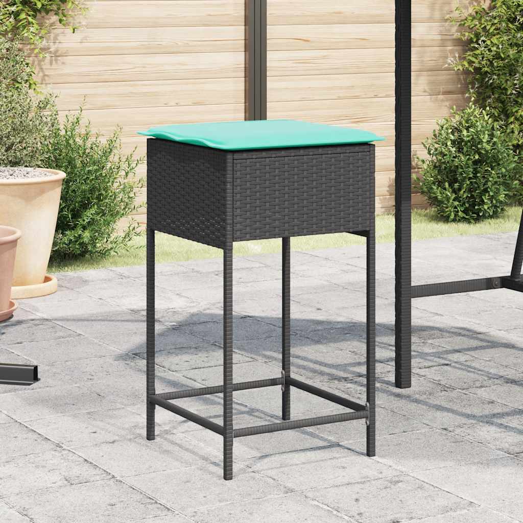 Vrtne barske stolice s jastucima 2 kom. crne poli ratan