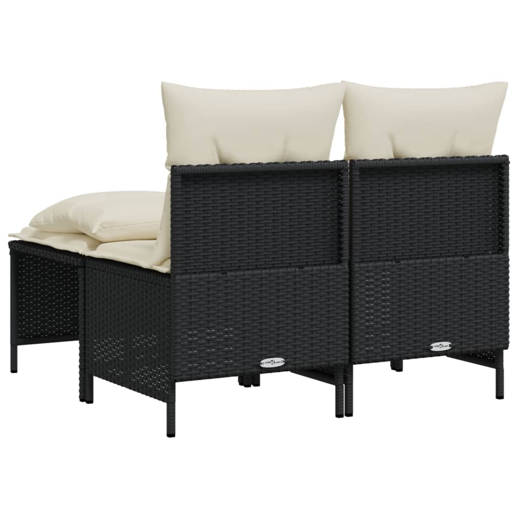 4-dijelni set vrtnih sofa od poliratana s jastucima crni