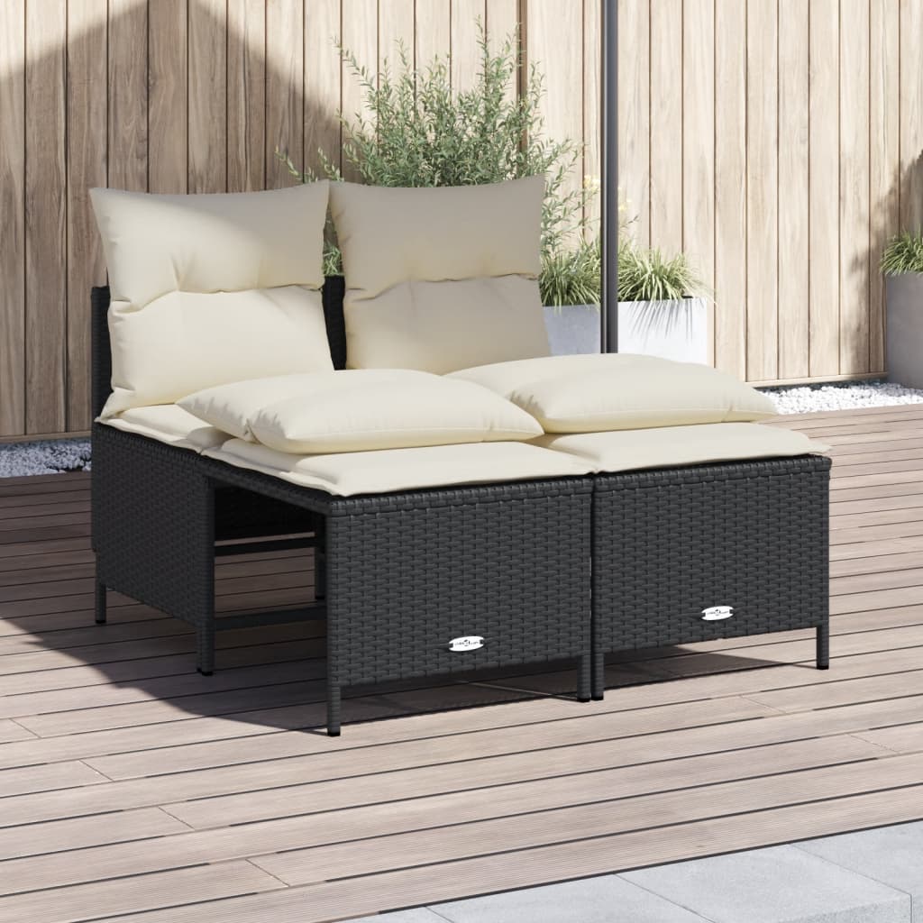 4-dijelni set vrtnih sofa od poliratana s jastucima crni