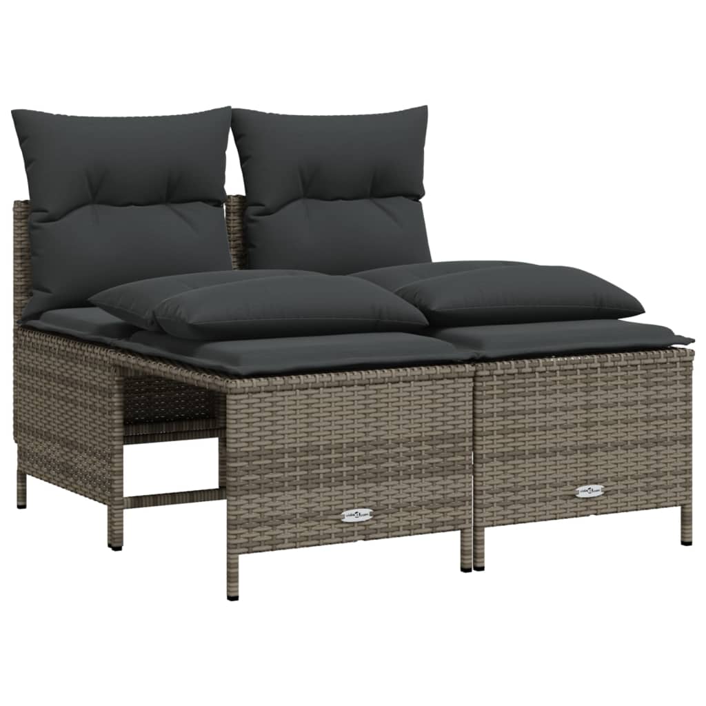 4-dijelni set vrtnih sofa od poliratana s jastucima sivi