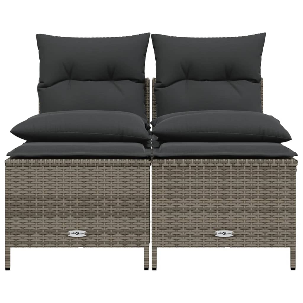 4-dijelni set vrtnih sofa od poliratana s jastucima sivi