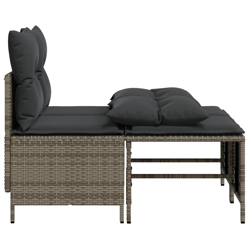 4-dijelni set vrtnih sofa od poliratana s jastucima sivi