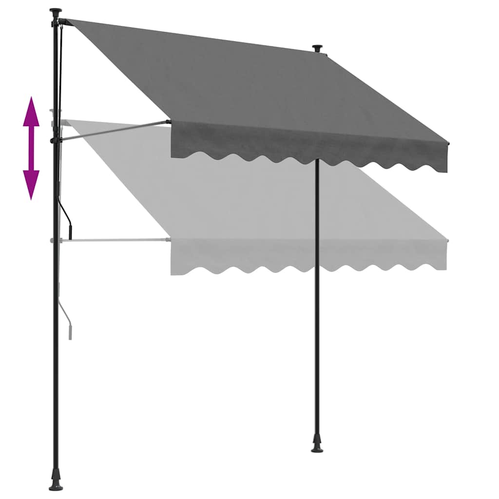 Tenda na uvlačenje antracit 200 x 150 cm od tkanine i čelika