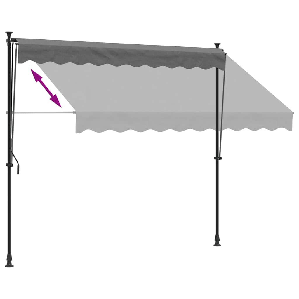 Tenda na uvlačenje antracit 250 x 150 cm od tkanine i čelika