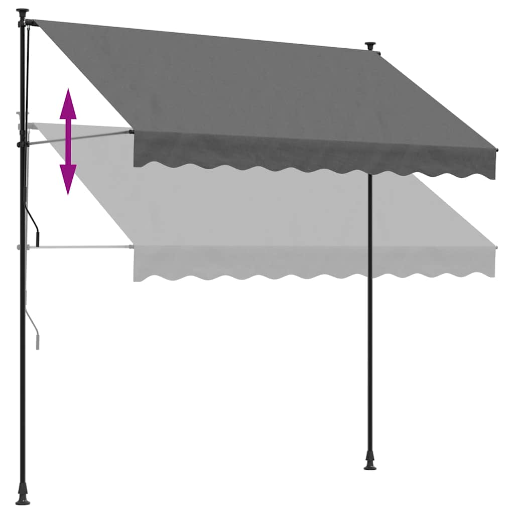 Tenda na uvlačenje antracit 250 x 150 cm od tkanine i čelika