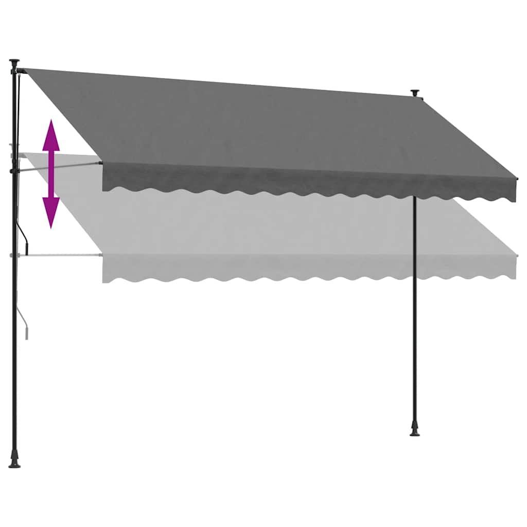 Tenda na uvlačenje antracit 350 x 150 cm od tkanine i čelika