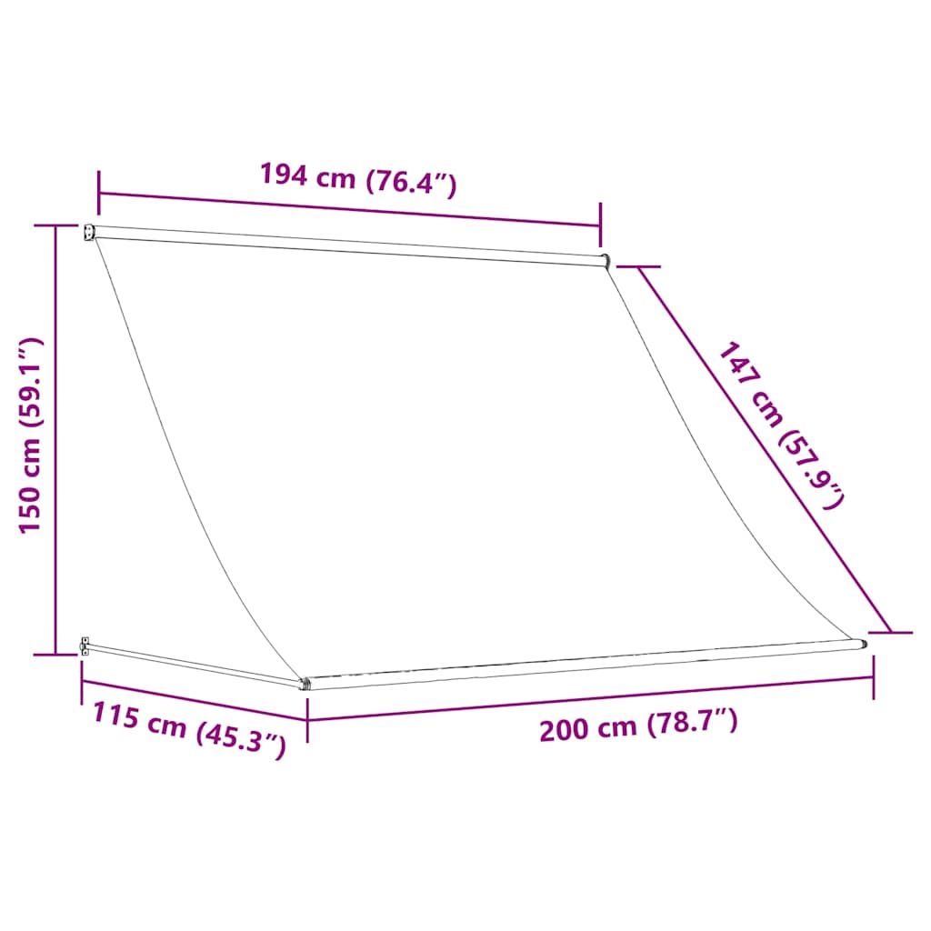 Tenda na uvlačenje antracit 200 x 150 cm od tkanine i čelika
