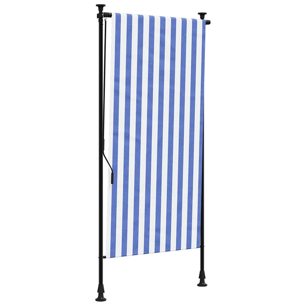 Vanjska roleta plavo-bijela 100 x 270 cm od tkanine i čelika