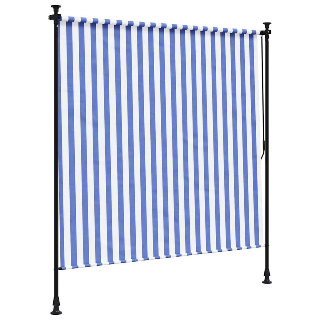 Vanjska roleta plavo-bijela 150 x 270 cm od tkanine i čelika