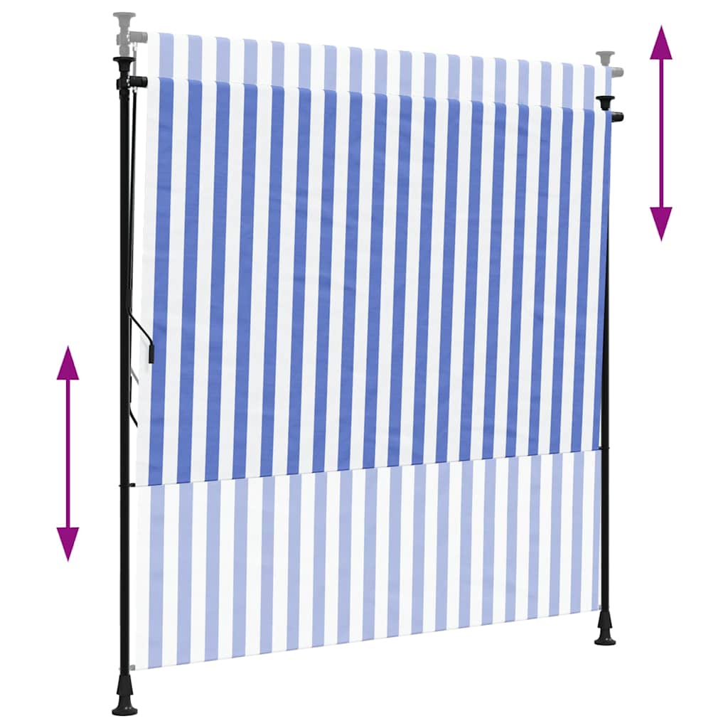 Vanjska roleta plavo-bijela 150 x 270 cm od tkanine i čelika