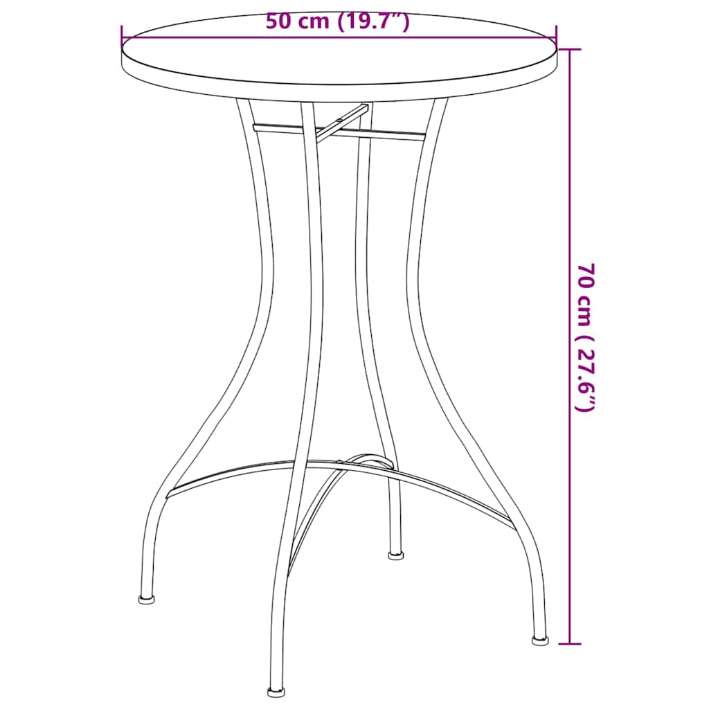 Bistro set s mozaikom crno-bijeli od željeza i keramike