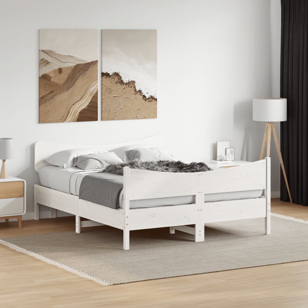 Okvir kreveta bez madraca bijeli 150x200 cm od masivne borovine