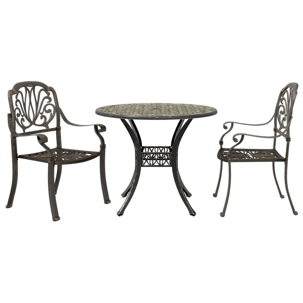 3-dijelni bistro set brončani od lijevanog aluminija