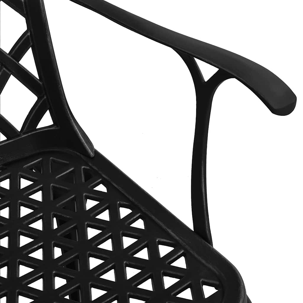 3-dijelni bistro set crni od lijevanog aluminija