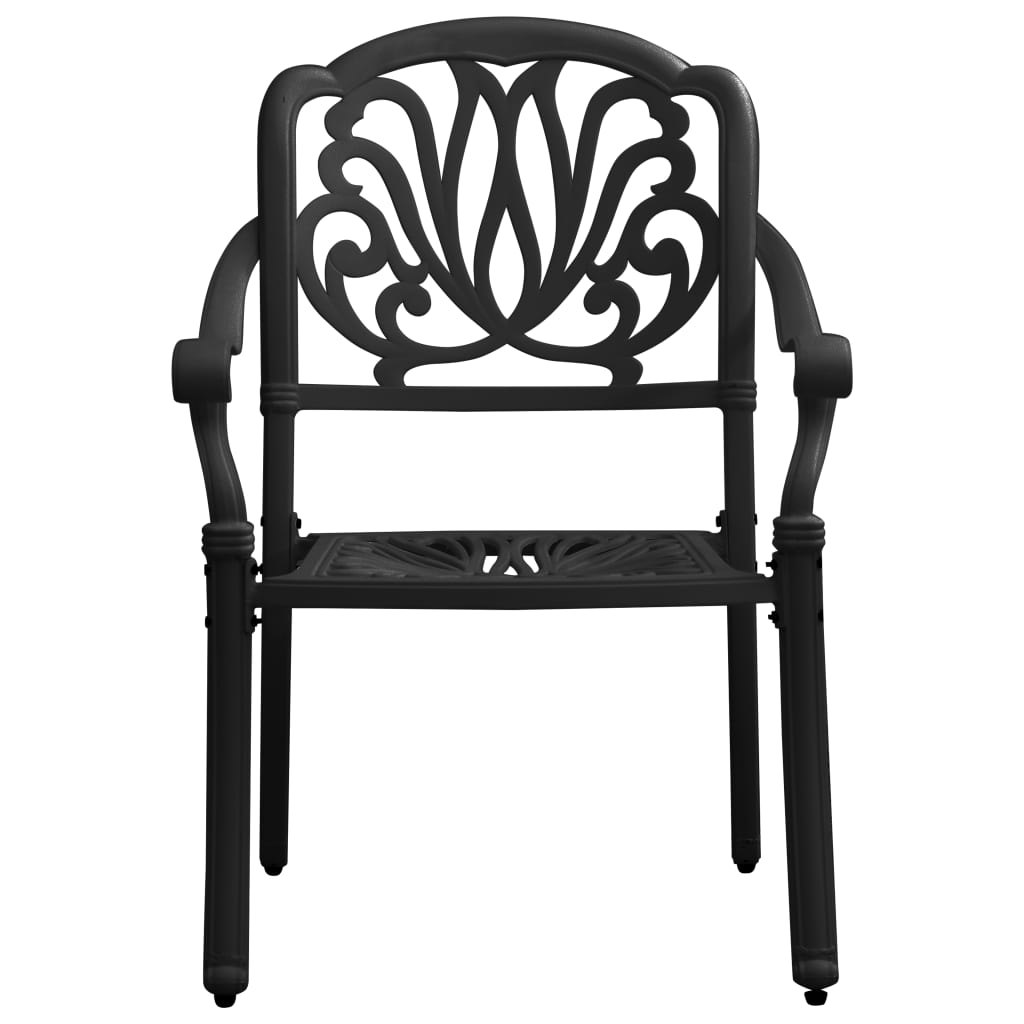 3-dijelni bistro set crni od lijevanog aluminija