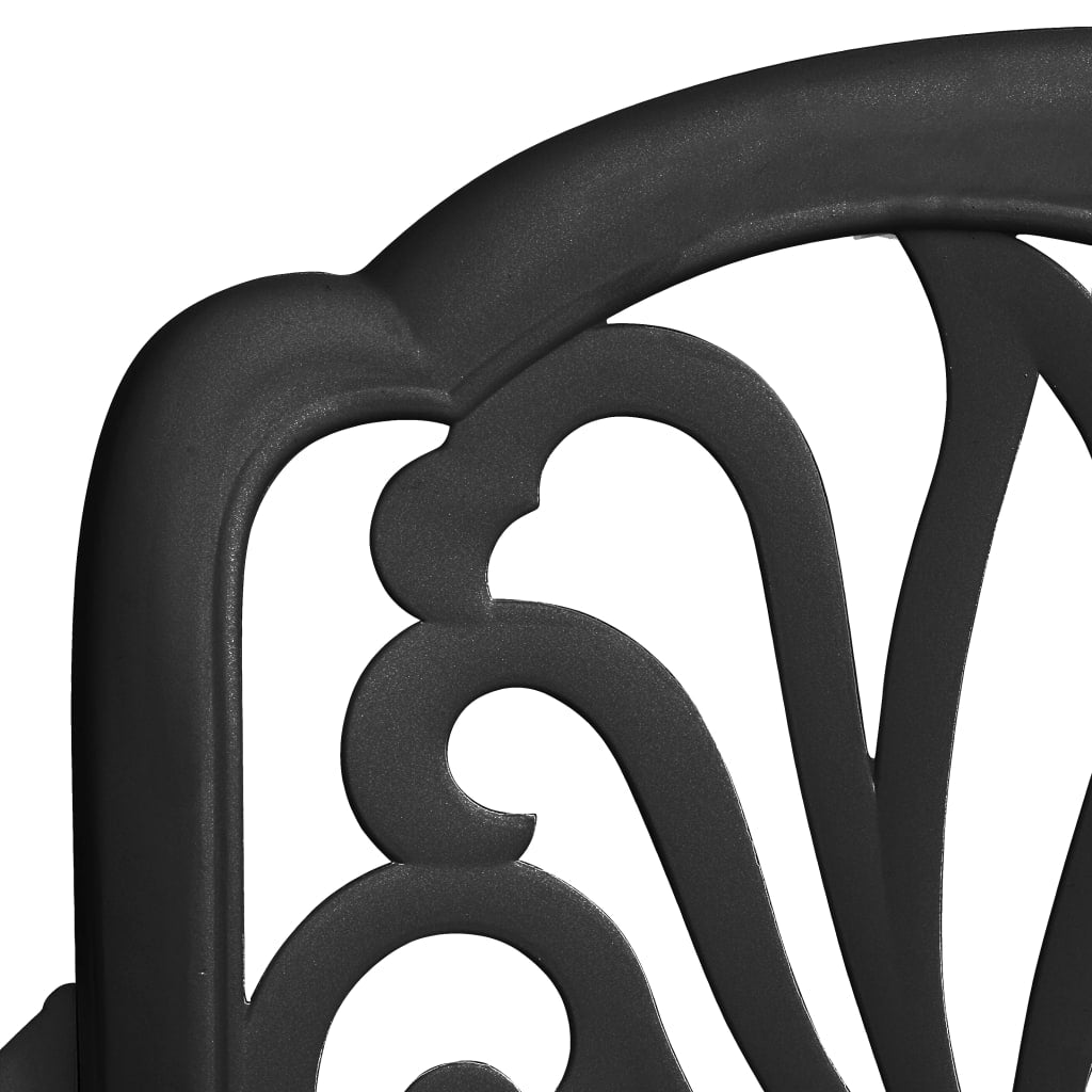 3-dijelni bistro set crni od lijevanog aluminija