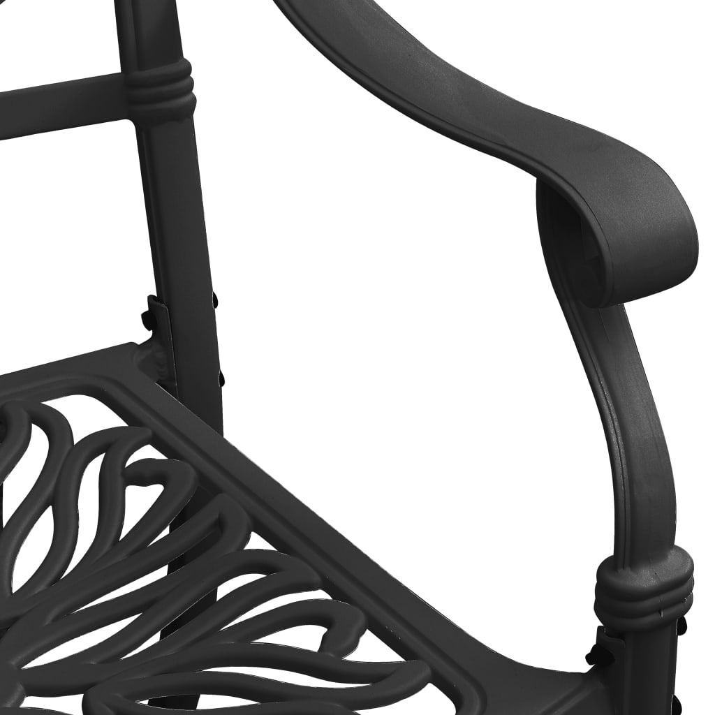 3-dijelni bistro set crni od lijevanog aluminija