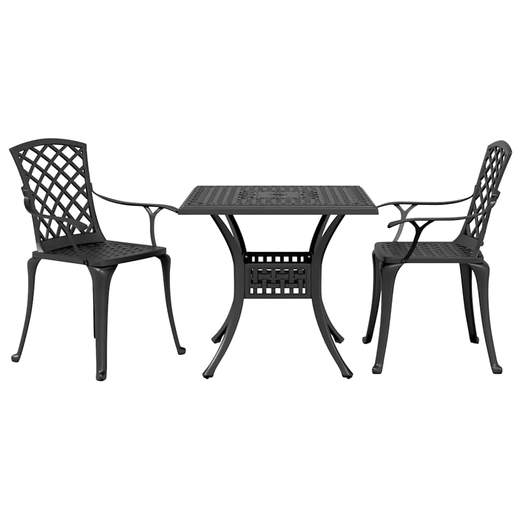 3-dijelni bistro set crni od lijevanog aluminija