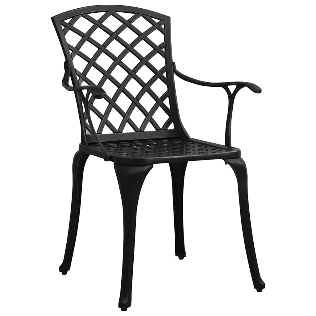 3-dijelni bistro set crni od lijevanog aluminija