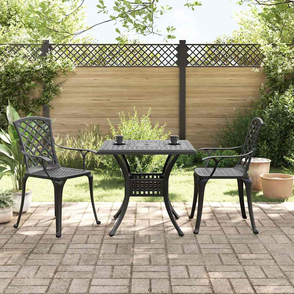 3-dijelni bistro set crni od lijevanog aluminija