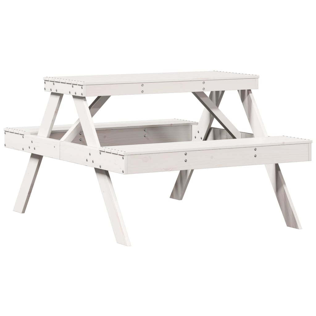 Stol za piknik bijeli 105 x 134 x 75 cm od masivne borovine