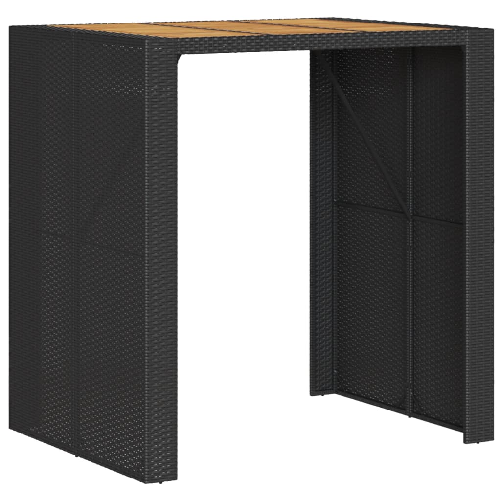Vrtni barski stol s drvenom pločom crni 105x80x110 cm poliratan