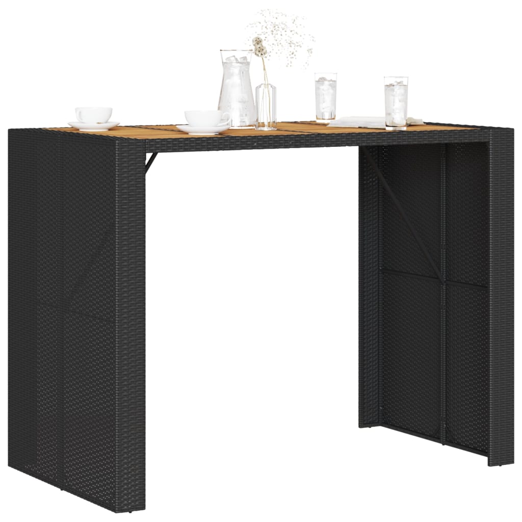 Vrtni barski stol s drvenom pločom crni 145x80x110 cm poliratan
