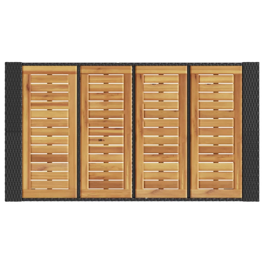 Vrtni barski stol s drvenom pločom crni 145x80x110 cm poliratan