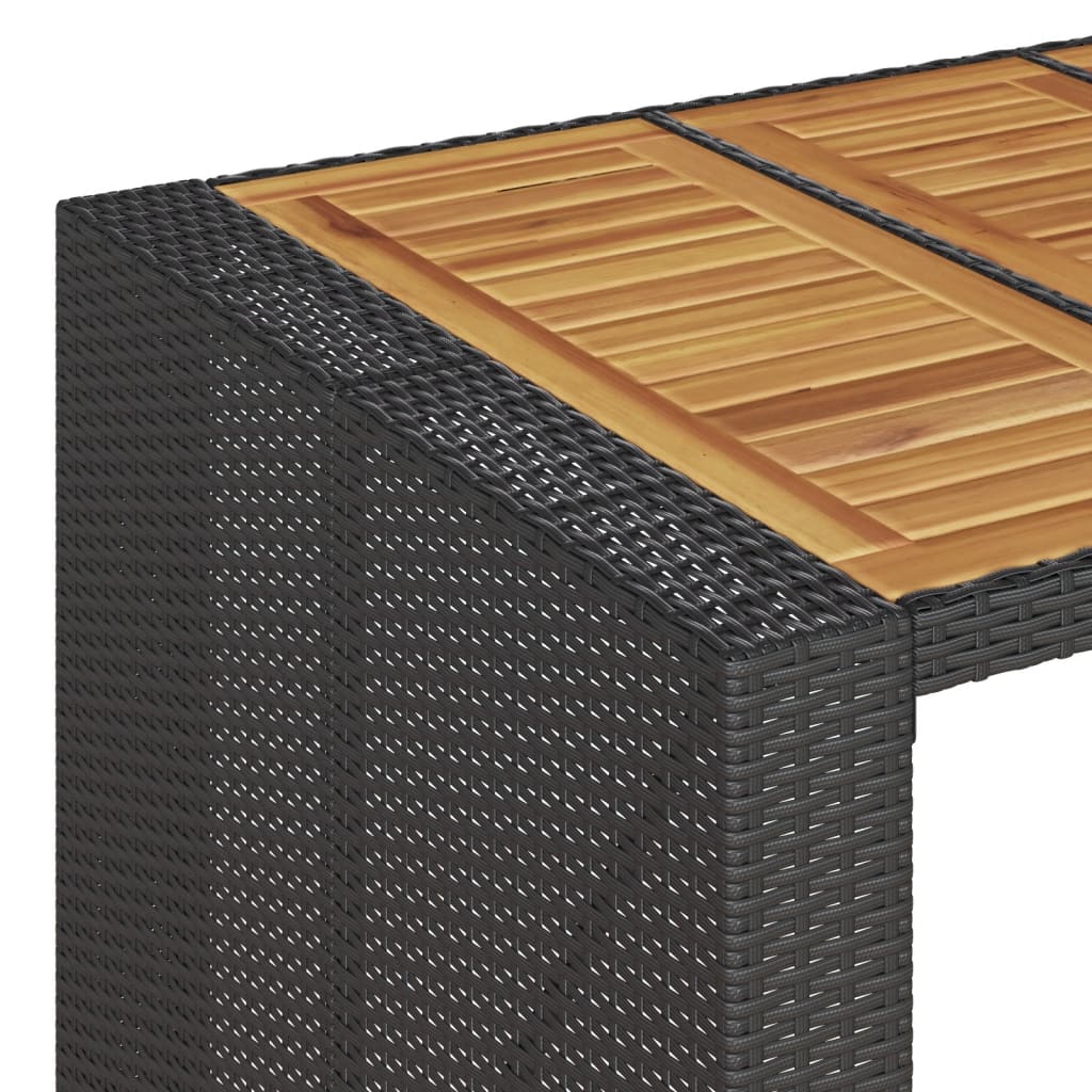 Vrtni barski stol s drvenom pločom crni 145x80x110 cm poliratan