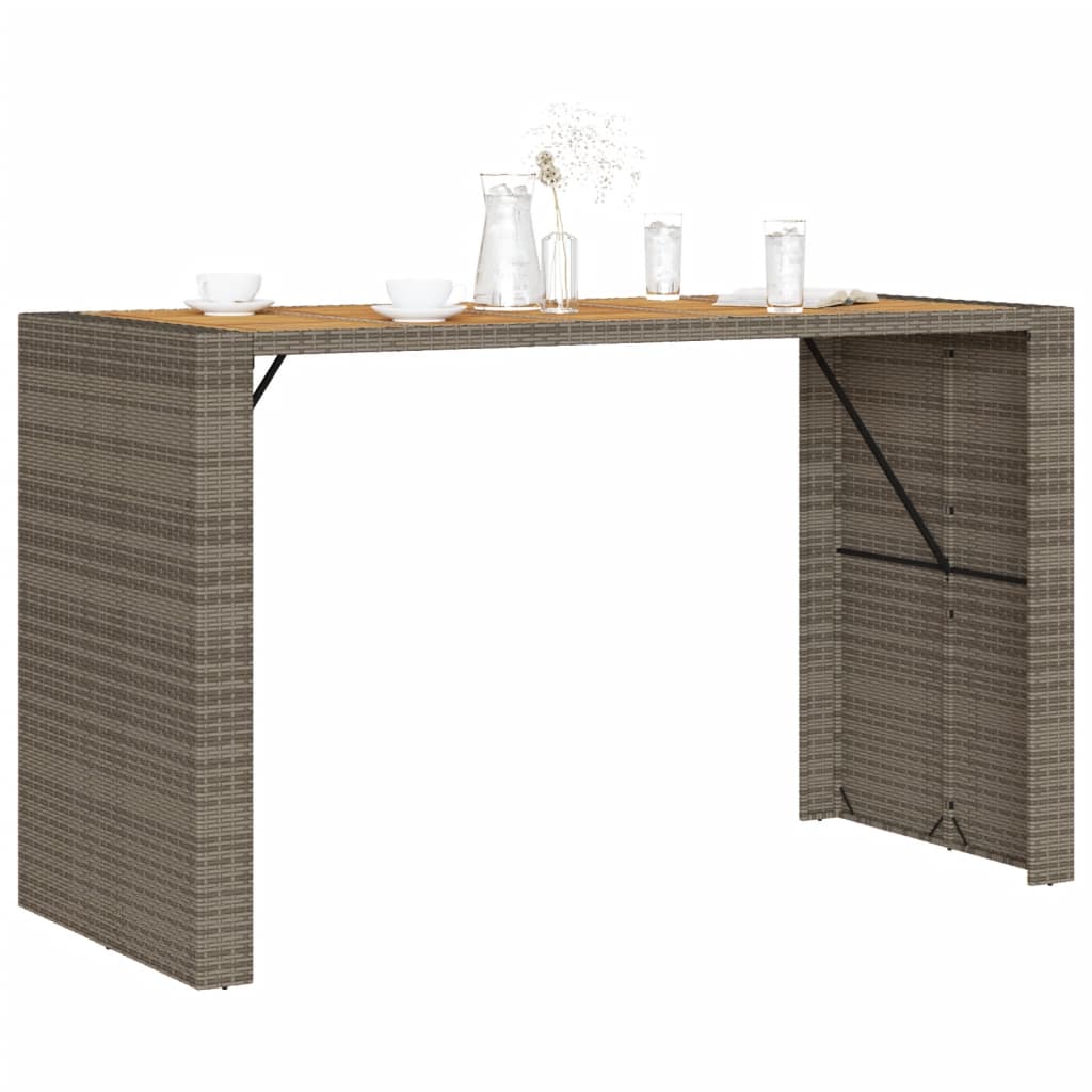 Vrtni barski stol s drvenom pločom sivi 185x80x110 cm poliratan