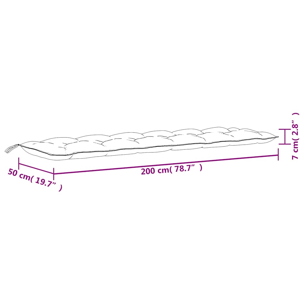 Jastuk za vrtnu klupu prošarano crvena 200x50x7 cm tkanina