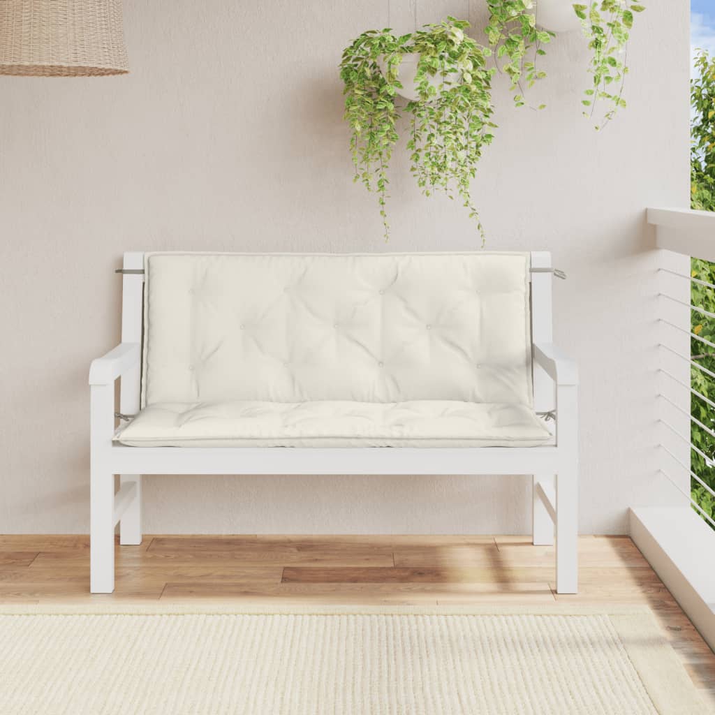 Jastuci za vrtnu klupu 2 kom prošarano krem 120x50x7 cm tkanina