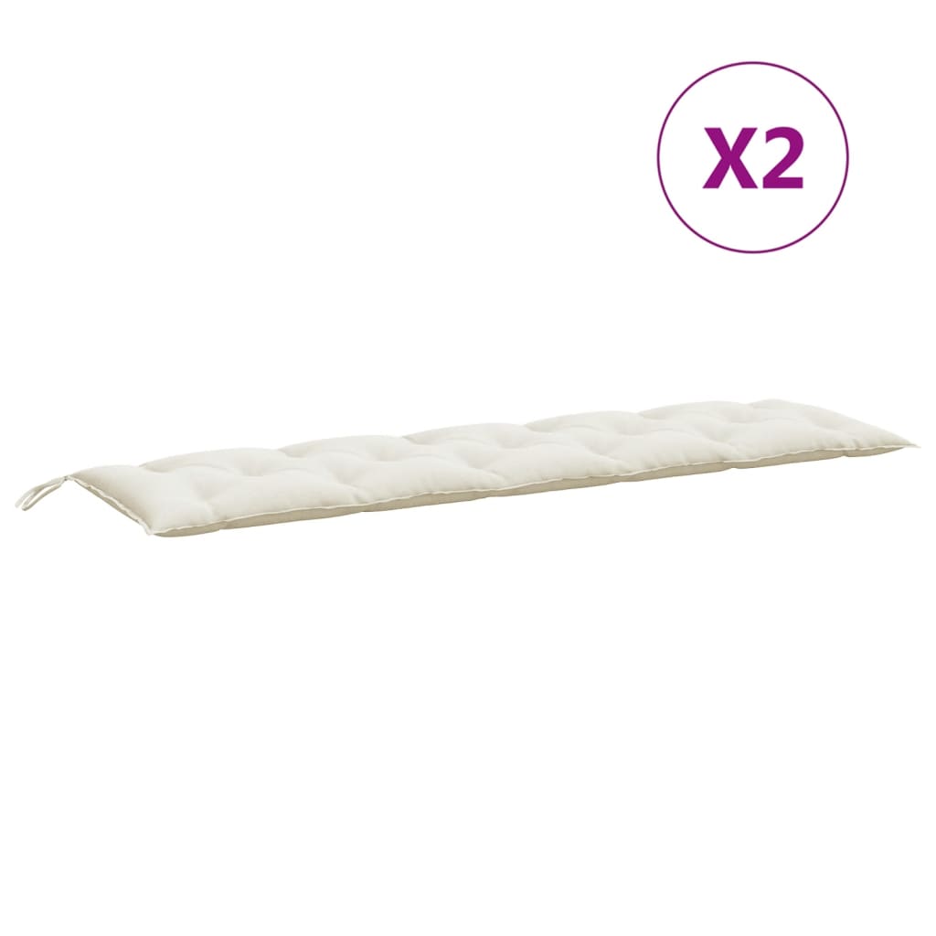 Jastuci za vrtnu klupu 2 kom prošarano krem 180x50x7 cm tkanina