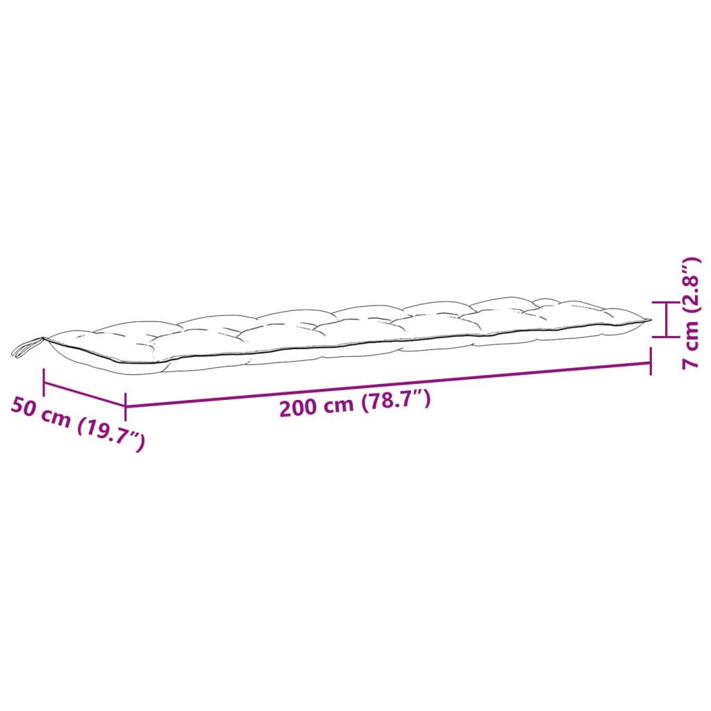 Jastuci za vrtnu klupu 2 kom plavi 200x50x7 cm tkanina