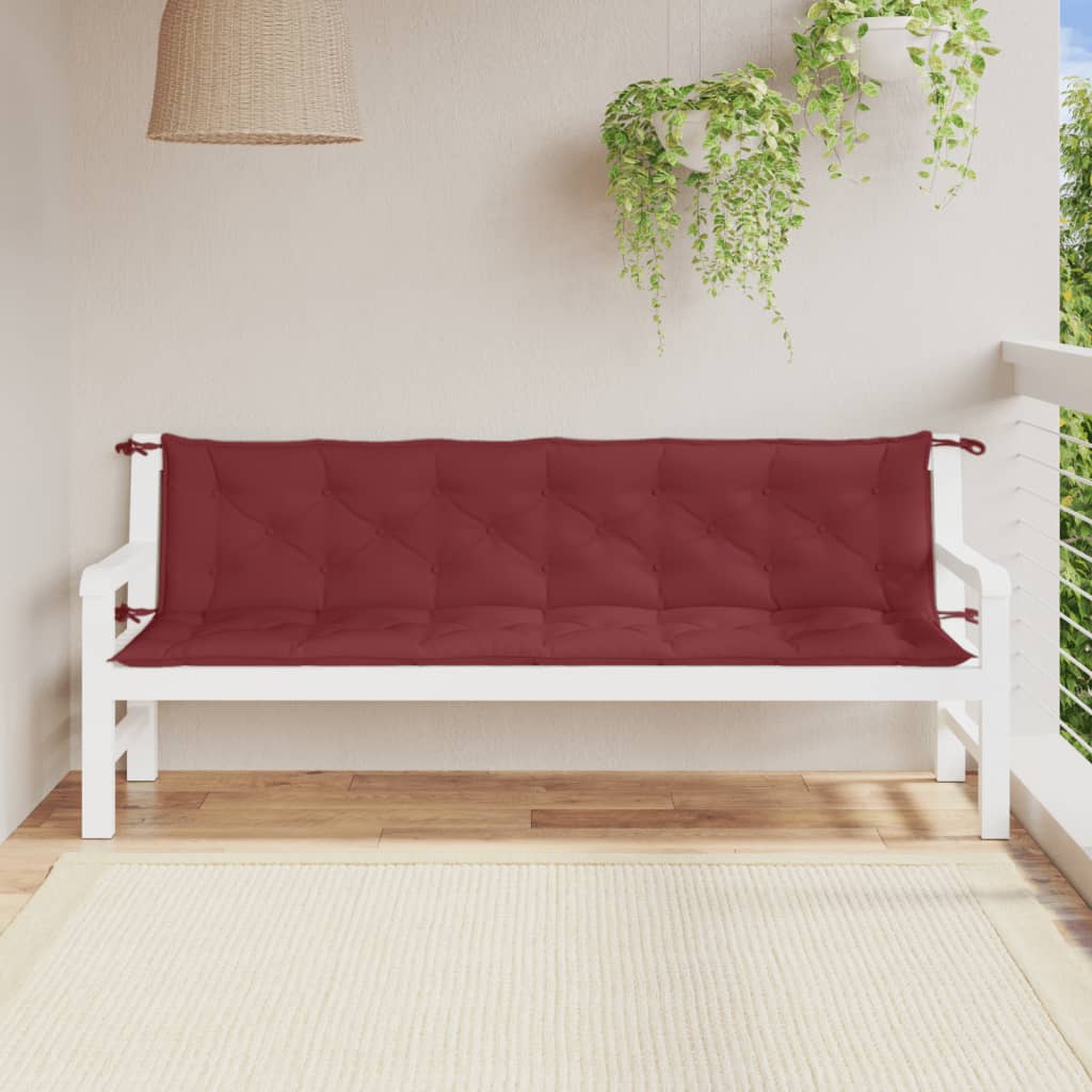 Jastuci za vrtnu klupu 2 kom Crvena vina 200x50x7 cm tkanine