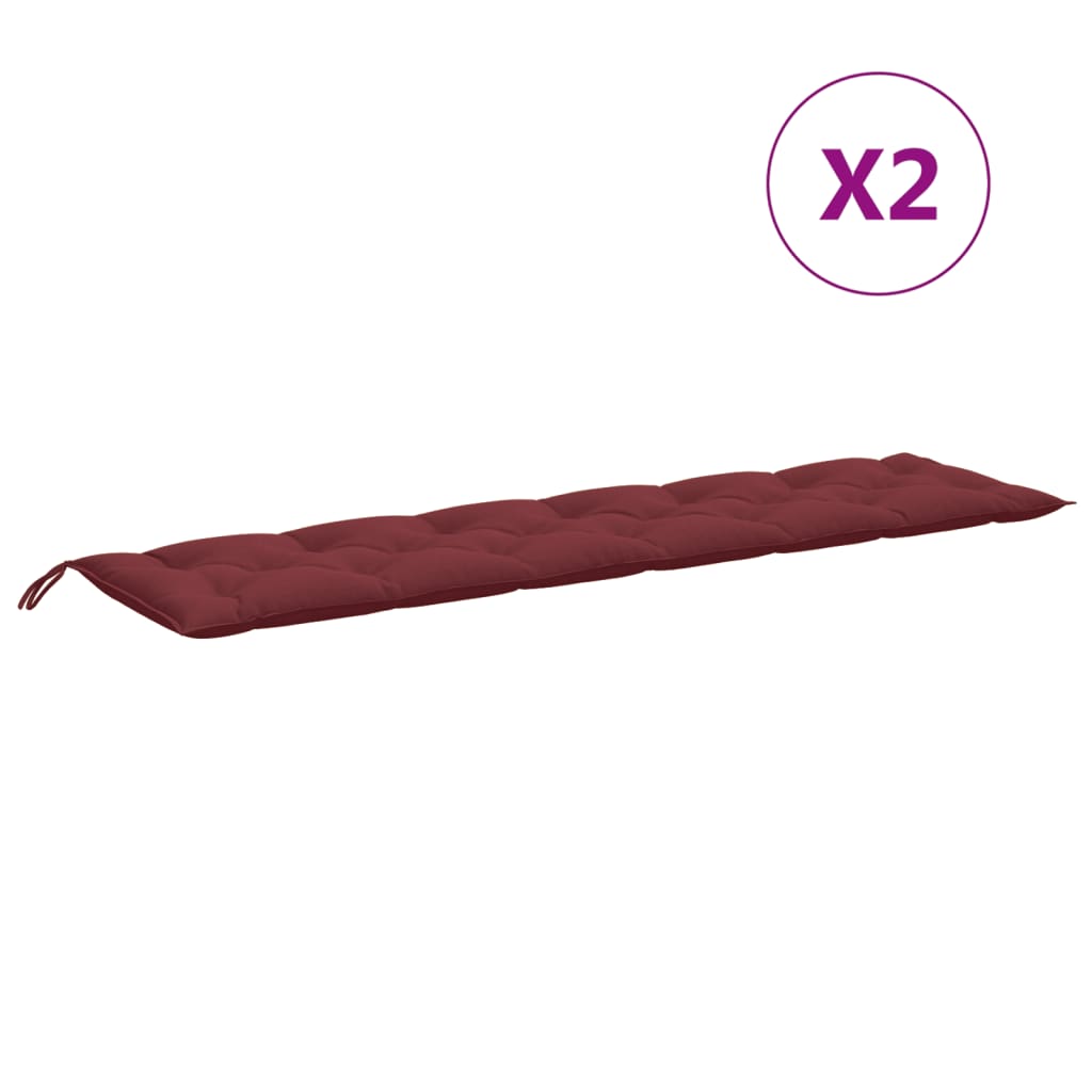 Jastuci za vrtnu klupu 2 kom Crvena vina 200x50x7 cm tkanine