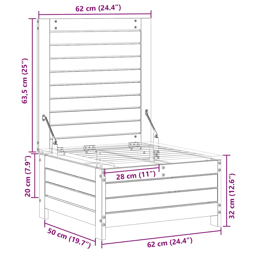 Vrtni tabure 62 x 63,5 x 32 cm od impregnirane borovine