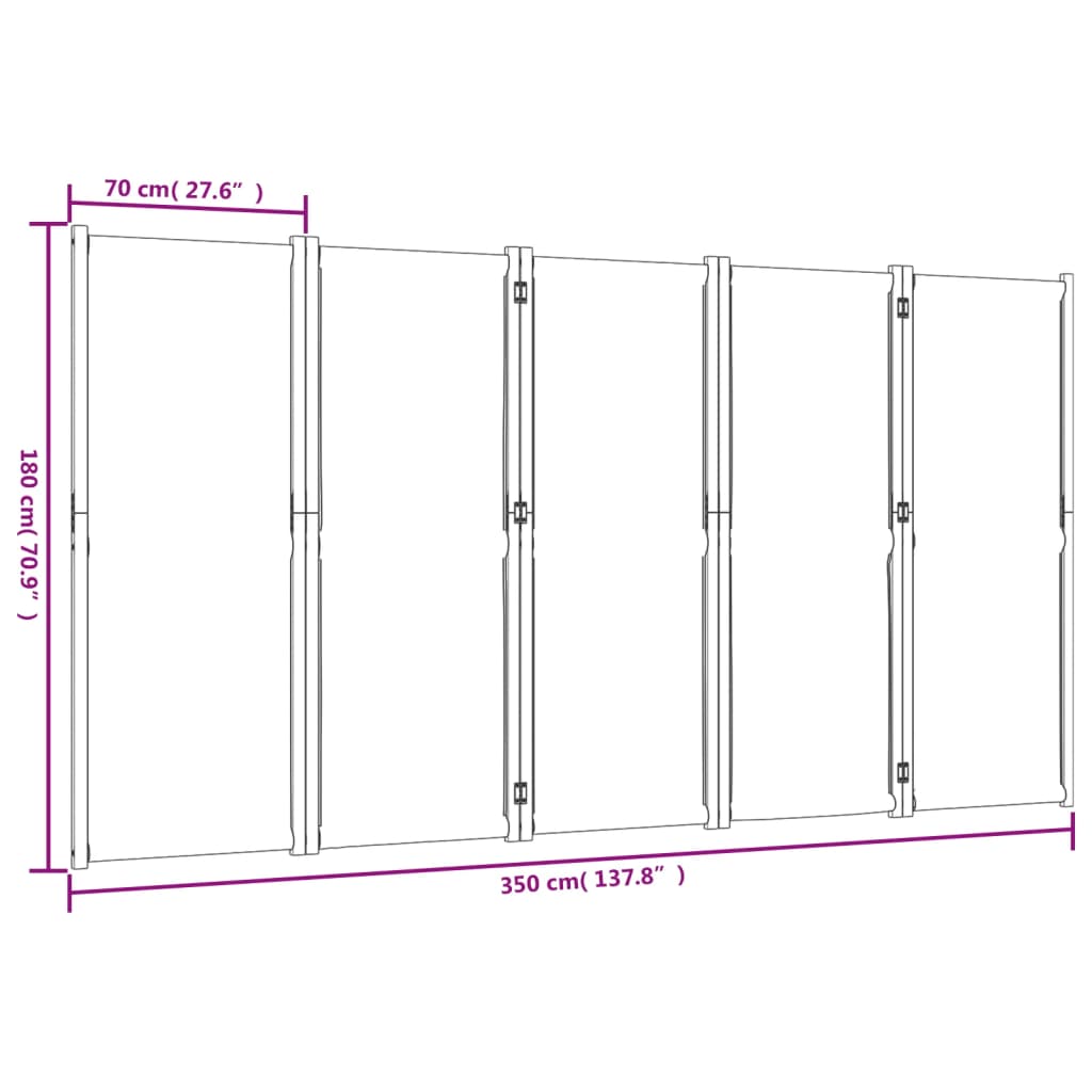 Sobna pregrada s 5 panela tamnoplava 350 x 180 cm