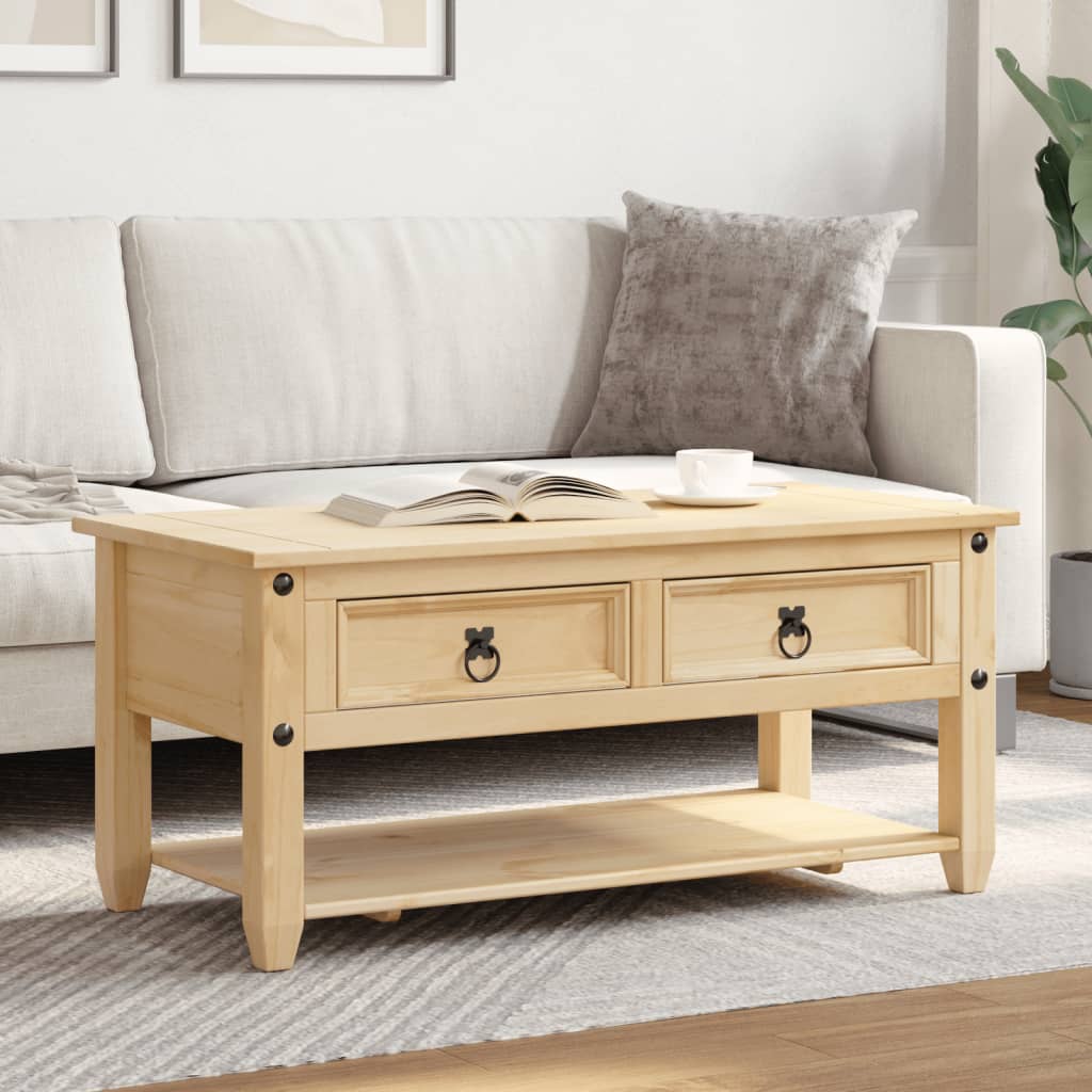 Stolić za kavu s ladicama Corona 100 x 48 x 45 cm od borovine