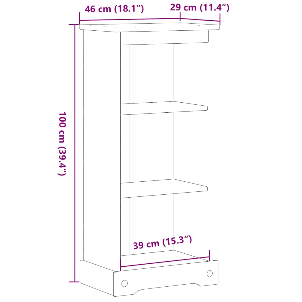 Regal za knjige Corona 46 x 29 x 100 cm od masivne borovine