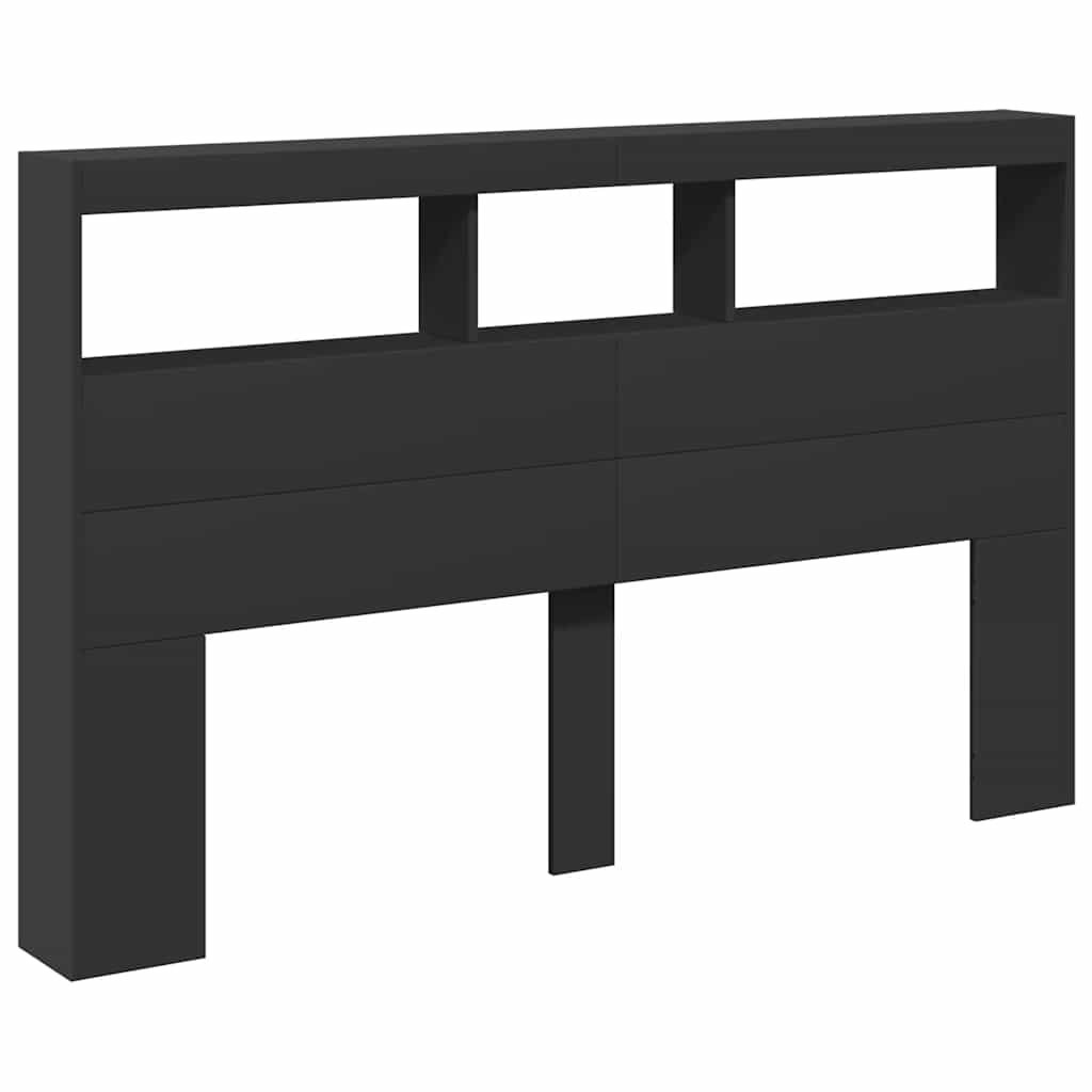 Ormarić za uzglavlje s LED svjetlima crni 160 x 17 x 102 cm