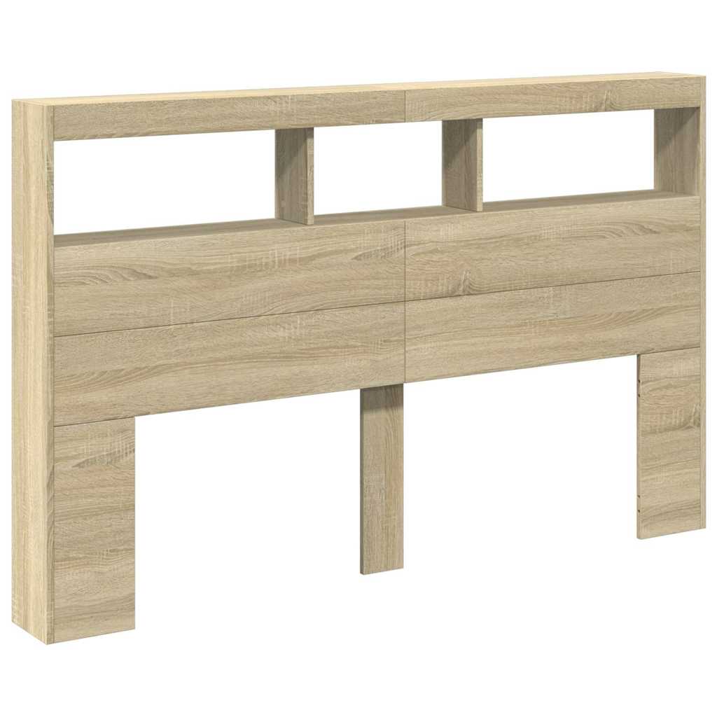 Ormarić za uzglavlje s LED svjetlima boja hrasta 160x17x102 cm